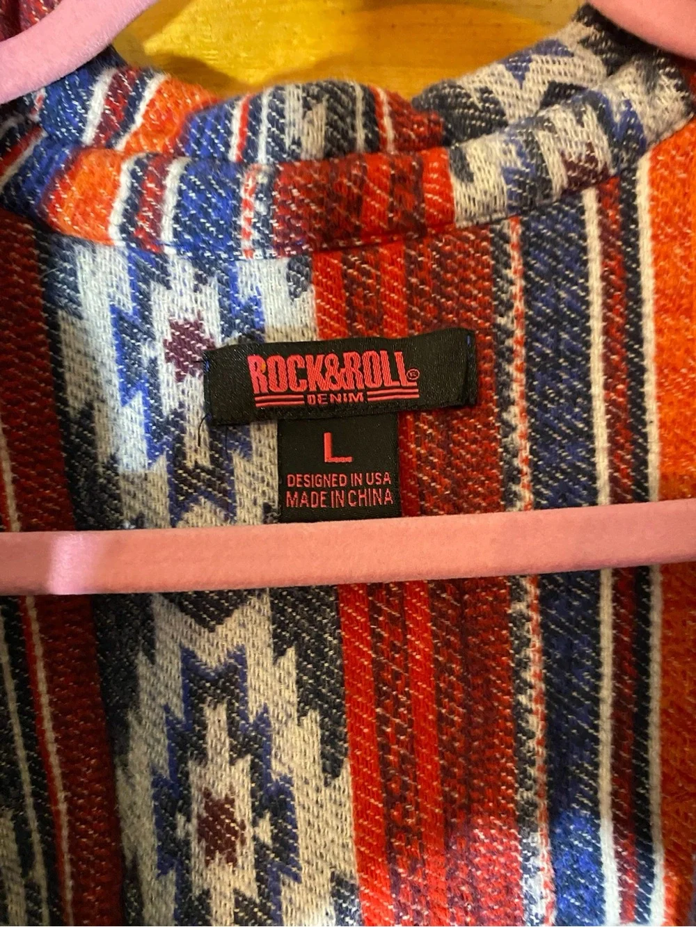 Kids Aztec-Pattern Utility Jacket in Red & Blue